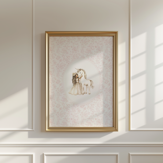 PRINCESS & HER UNICORN | Children's Art Print
